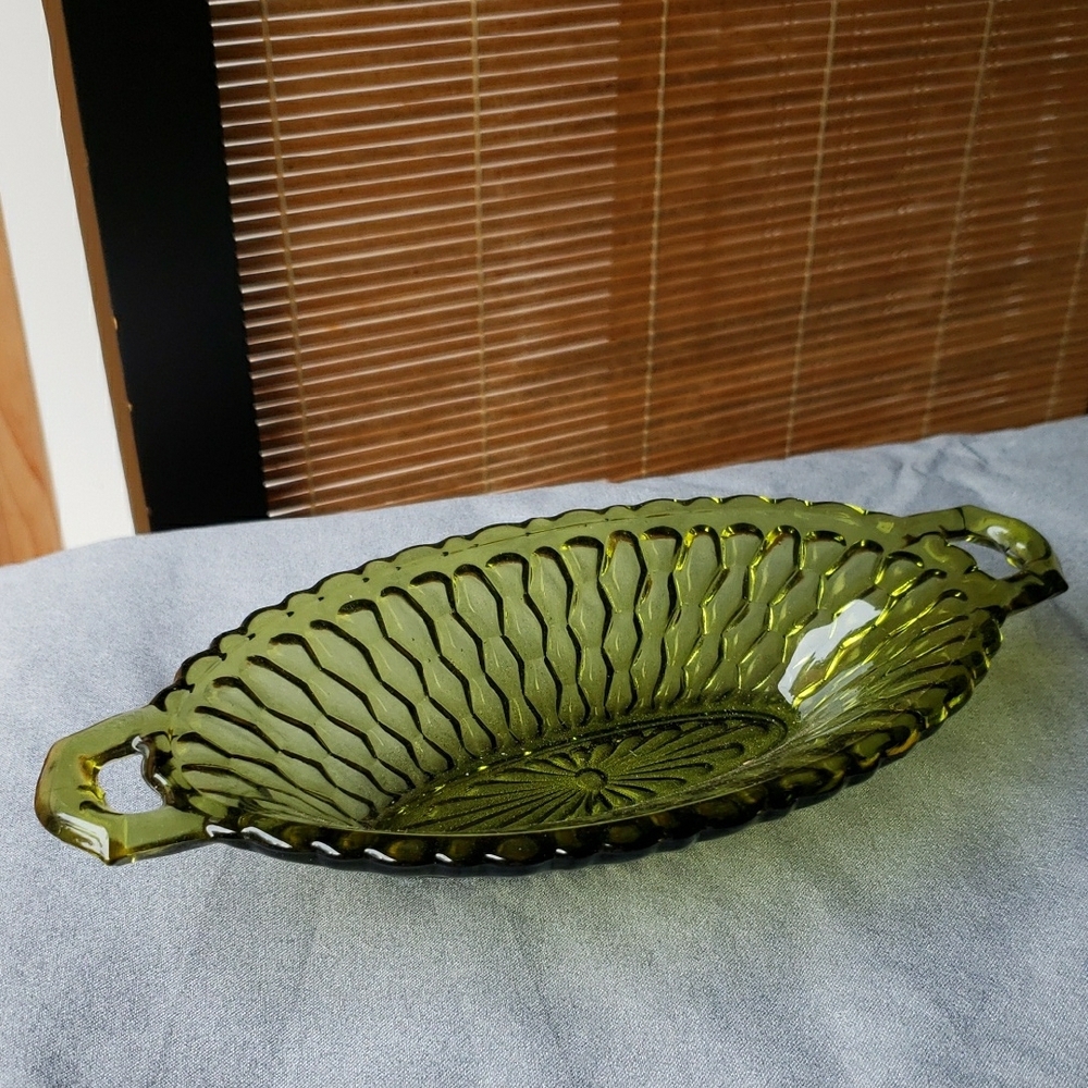 Indiana Glass Green Oval Dish